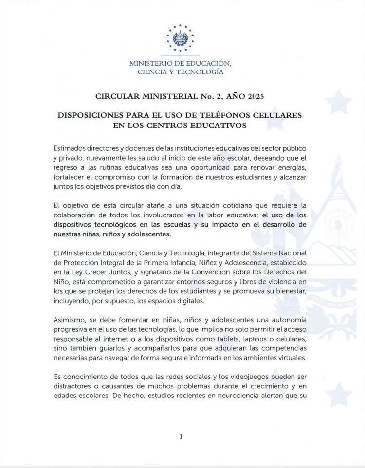 Educación insta a instituciones educativas a implementar acciones para regular el uso de tecnología por alumnos. Resumen