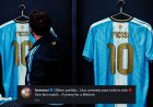 Messi presenta la camiseta para su despedida de la selección argentina