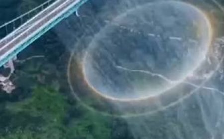 Arcoíris de 360 grados sorprende bajo el puente más alto del mundo en China